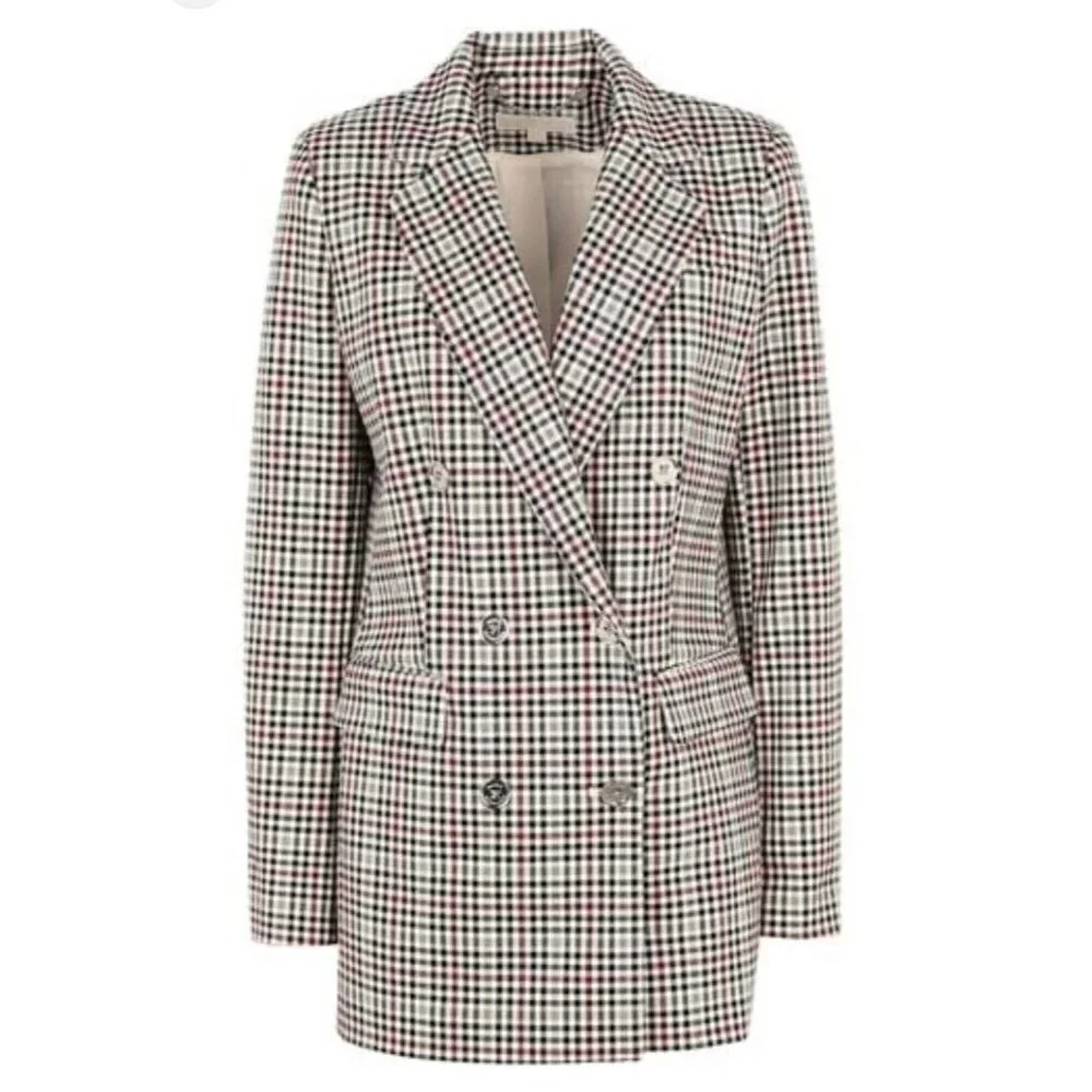 Michael Michael Kors Micro Plaid Structured Double Breasted Blazer 6